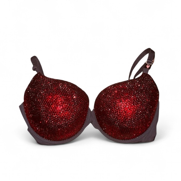 Luxe Crystal Rhinestone Classic Garnet Ruby Red Glam Bling Bra Top All Sizes New - Picture 1 of 11